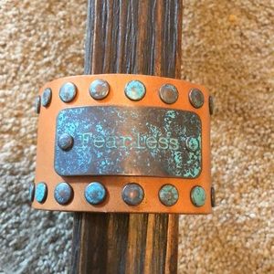 “Fearless” leather cuff bracelet